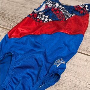 Patriots Themed 4th of July Star Gymnastics Dance Leotard - Super Bowl FUN XS